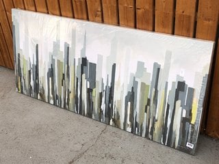 JOHN LEWIS AND PARTNERS GREGORY LANG - SILVER SKYLINE LARGE CANVAS WALL PRINT RRP £124: LOCATION - D6