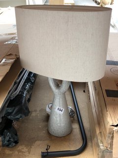 (COLLECTION ONLY) JOHN LEWIS AND PARTNERS OVAL CERAMIC TABLE LAMP IN GREY/LINEN TO INCLUDE TOILET BUTLER IN BLACK: LOCATION - DR4