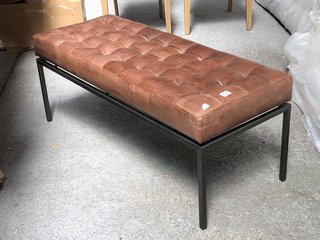 NKUKU NASAN LEATHER BENCH IN BROWN RRP £650: LOCATION - DR4