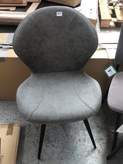 GREY FABRIC DINING CHAIR WITH ROUND METAL LEGS: LOCATION - A3