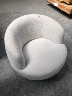 WHITE BOUCLE SWIVEL ARMCHAIR: LOCATION - A6