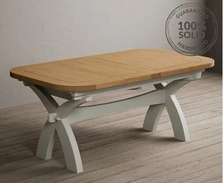 OLYMPIA/ATLAS/STONELEIGH X CROSS LEG DOUBLE EXTENSION TABLE - SIGNAL WHITE PAINTED - RRP £1299: LOCATION - C4