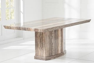 CARVELLE/CALVERA 200CM MARBLE DINING TABLE - BROWN - RRP 1299: LOCATION - C4 (KERBSIDE PALLET DELIVERY)