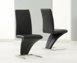 ALDO/MARINO BLACK FAUX LEATHER DINING CHAIR - PAIRS - RRP £280: LOCATION - C4