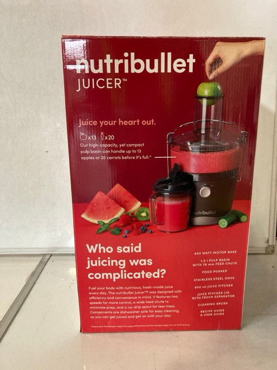 John Pye Auctions NUTRIBULLET JUICER 800ML 1.5 PULP BASIN 800 WATTS