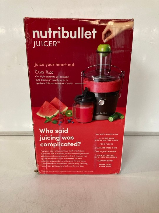 John Pye Auctions NUTRIBULLET JUICER 800ML 1.5 PULP BASIN 800 WATTS