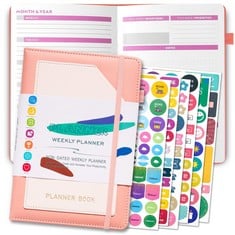14 X PLEASANTONG PLANNER - ACADEMIC DIARY WEEKLY PLANNER, A5 DAILY PLANNER WITH 6 SHEETS OF STICKERS, UNDATED TEACHER STUDENT PLANNER WITH HARDCOVER, TO DO LIST, 8 LAYOUTS TO CUSTOMIZE PLAN - PINK -