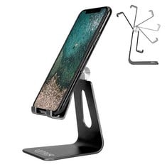 18 X ADJUSTABLE CELL PHONE STAND, URMUST PHONE STAND: ALUMINUM CRADLE, DOCK, HOLDER COMPATIBLE WITH IPHONE XS XR 8 X 7 6 6S PLUS SE 5 5S 5C, ACCESSORIES DESK, ANDROID SMARTPHONE(BLACK) - TOTAL RRP £1