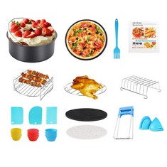 QUANTITY OF ASSORTED ITEMS TO INCLUDE 9 INCH AIR FRYER ACCESSORIES 14PCS COMPATIBLE WITH INSTANT GOWISE ULTREAN NUWAVE CHEFMAN COSORI/ALL ABOVE 5.5L AIR FRYER,ROUND ACCESSORIES: LOCATION - B