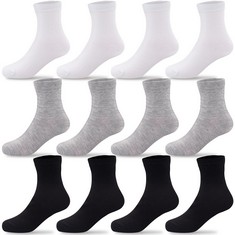 37 X DUUFIN 12 PAIRS KIDS' MID CUT SOCKS BREATHABLE UNISEX ATHLETIC SOCKS FOR BOYS AND GIRLS, BLACK WHITE GREY, 1-2 YEARS - TOTAL RRP £141: LOCATION - B