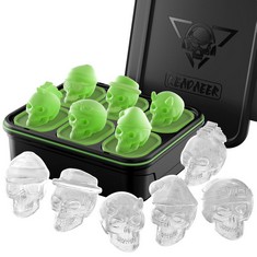 16 X READAEER 3D SKULL ICE CUBE MOLD SKULL CHOCOLATE MOLD LARGE SKULL RESIN MOLDS SILICONE KIT SKULL CANDLE MOLD - TOTAL RRP £196: LOCATION - B