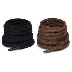 33 X CCSOFTIME 2 PAIRS OVAL BROWN LACES FOR TRAINERS,6MM BLACK BASKETBALL SHOELACES FOR SPORTS,RUNNING,HALF ROUND REPLACEMENT LACES FOR WOMEN MEN KIDS(BROWN BLACK-70CM) - TOTAL RRP £130: LOCATION - B