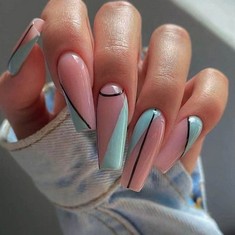 QUANTITY OF ASSORTED ITEMS TO INCLUDE HANDSESS COFFIN FRENCH FALSE NAILS LONG GLOSSY BALLERINA PRESS ON NAILS PINK BLUE ACRYLIC FAKE NAIL STICK ON NAILS FOR WOMEN AND GIRLS(24PCS): LOCATION - B