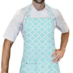 35 X LESSMO COOKING APRON, KITCHEN APRON WITH 3 POCKETS, BBQ APRON WITH ADJUSTABLE NECK STRAP FOR HOME, RESTAURANT, CRAFT, GARDEN, COFFEE HOUSE, APRON FOR MEN WOMEN, 100% COTTON (GRAGREEN) - TOTAL RR