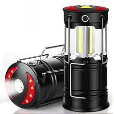 24 X EXTRASTAR RECHARGEABLE LED CAMPING LANTERN, BATTERY OPERATED PORTABLE LED LANTERNS, 3 LIGHTNING MODES OUTDOOR TENT LAMP FOR CAMPING HIKING FISHING EMERGENCY, 1 COUNT, BLACK - TOTAL RRP £220: LOC