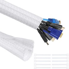 23 X YIUTERA CABLE SLEEVE,CABLE MANAGEMENT SLEEVE WIRE LOOM TUBE WIRE ORGANIZER 16.4FT-1/2INCH CABLE WRAP ANTI CHEW CABLE PROTECTOR PET FOR TV PC HOME OFFICE,10 PCS REUSABLE CABLE TIE(BLACK) - TOTAL