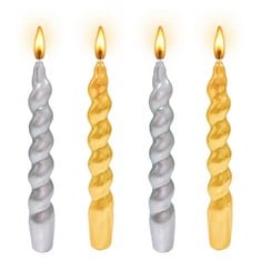 31 X KANDELO SPIRAL TAPER DINNER CANDLES CONICAL STICK CANDLES H 7.5INCH FOR HOLIDAY WEDDING PARTY WAX UNSCENTED DINNER CANDLE DRIPLESS,WHITE TAPER CANDLE, BIRTHDAY GIFT - TOTAL RRP £256: LOCATION -
