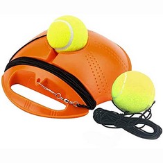 QUANTITY OF ASSORTED ITEMS TO INCLUDE TENNIS TRAINER REBOUND BALL TENNIS TRAINER SET WITH 2 BALLS WITH ROPE TRAINER BASEBOARD,SELF-STUDY PRACTICE TRAINING TOOL TRAINING GEAR FOR ADULT SOLO TRAINING K