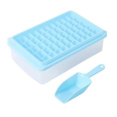 14 X ICE CUBE TRAY WITH LID AND BIN FOR FREEZER, EASY RELEASE 55 NUGGET ICE TRAY WITH COVER, STORAGE CONTAINER, SCOOP. PERFECT SMALL ICE CUBE MAKER TRAY & MOLD. FLEXIBLE DURABLE PLASTIC, BPA FREE - T