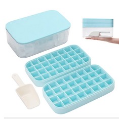 14 X UPDATED SILICONE ICE CUBE TRAYS WITH LID AND STORAGE BIN, EASY-RELEASE 2 * 32 SMALL NUGGET ICE TRAY WITH SPILL-PROOF COVER BUCKET,ICE MOLDS MAKER FOR COCKTAILS & WHISKY, CONTAINER, SCOOP, BPA FR