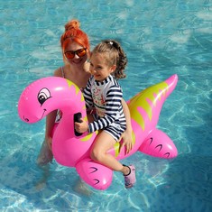 10 X INFLATABLE DINOSAUR FLOAT POOL TOYS RIDE-ON INFLATABLE SWIMMING POOL BEACH FLOAT SUMMER WATER FUN FLOATING RAFT FOR KIDS AND ADULTS (PINK) - TOTAL RRP £135: LOCATION - D