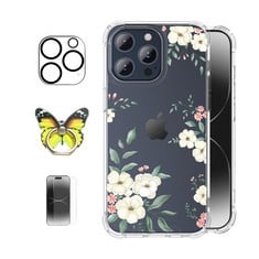 QUANTITY OF ASSORTED ITEMS TO INCLUDE ROSEPARROT [4-IN-1 IPHONE 15 PRO CASE WITH TEMPERED GLASS SCREEN PROTECTOR + CAMERA LENS PROTECTOR + RING HOLDER,CLEAR WITH FLORAL PATTERN DESIGN,SHOCKPROOF PROT