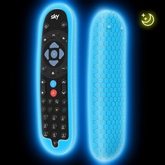 QUANTITY OF COVER FOR SKY Q BLUETOOTH REMOTE CONTROL EC201 EC202 2020, PROTECTIVE SILICONE CASE SKY Q NEW REMOTE CONTROLLER SLEEVE SKIN HOLDER BATTERY BACK PROTECTOR UNIVERSAL REPLACEMENT-GLOW BLUE -