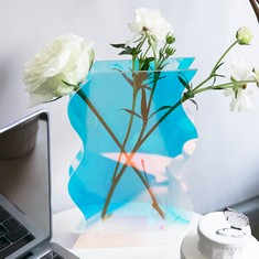 QUANTITY OF ASSORTED ITEMS TO INCLUDE BEYLAB ACRYLIC VASE MODERN FASHION DESIGN, AESTHETIC UNIQUE ROOM DECOR, TRANSPARENT VASES FOR DECOR, FLOWER VASES FOR LIVING ROOM BEDROOM - WAVE COLOR , R1 RRP: