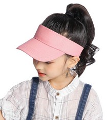 17 X KIDS VISOR SUN HAT ADJUSTABLE ATHLETIC SPORTS HAT 6 TO 12 YEARS OLD, PINK, 6-12 YEARS - TOTAL RRP £93: LOCATION - D