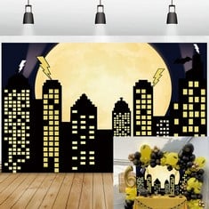 QUANTITY OF ASSORTED ITEMS TO INCLUDE CITY THEME PHOTOGRAPHY BACKDROPS CITY SKYLINE BUILDINGS BACKGROUND BOYS BIRTHDAY PARTY BANNER CAKE TABLE DECOR PHOTO BOOTH (7X5FT(210X150CM)) RRP £250: LOCATION