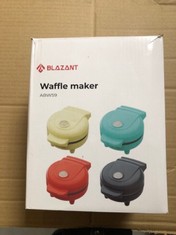 QUANTITY OF ASSORTED ITEMS TO INCLUDE WAFFLE MAKER MINI SMALL COMPACT DESIGN, BREAKFAST WAFFLE IRON MACHINE NONSTICK COATING, SNACK CHAFFLE HASH BROWNS ROUND 4 INCH 550W, GREY BLAZANT: LOCATION - E