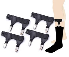 37 X ANDERK 2 PAIRS MEN'S ELASTIC SOCK SUSPENDERS GARTERS ADJUSTABLE HOLD UP BRACES WITH NON SLIP LOCKING CLAMPS, BLACK - TOTAL RRP £369: LOCATION - F