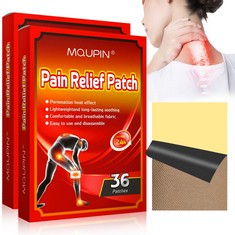 QUANTITY OF ASSORTED ITEMS TO INCLUDE 72 PATCHES PAIN RELIEF PATCH PLASTER,MAUPIN HEAT PATCHES 24H LONG LASTING EFFECT PAIN RELIEF PATCHES FOR BACK KNEE JOINT NECK SHOULDER PAIN MUSCLE PAIN RELIEF: L