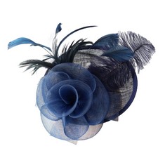 11 X SHUERIET WOMEN'S HATS FASCINATORS FEATHER MESH FASCINATOR FOR TEA PARTY CHURCH EVENTS HATS FOR WOMEN 2023(A4 NAVY BLUE) - TOTAL RRP £125: LOCATION - F
