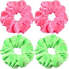 17 X VENUSTE BIG SCRUNCHIES FOR WOMEN THICK HAIR, PREMIUM VELVET EXTRA LARGE SCRUNCHY ELASTIC HAIR BANDS ACCESSORIES, 4 PACK (NEON) - TOTAL RRP £113: LOCATION - F