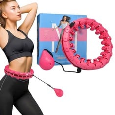 12 X ECONOUR WEIGHTED HULA HOOP FOR ADULTS | 24 KNOTS | ADJUSTABLE HULA HOOP WITH WEIGHT BALL | 360 DEGREE AUTO SPINNING BALL MASSAGE | INFINITY HOOP FOR ABDOMINAL FITNESS & REDUCES BODY FAT | PINK -