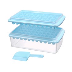 10 X ICE CUBE TRAY WITH LID AND BIN FOR FREEZER, EASY RELEASE 55 NUGGET ICE TRAY WITH COVER, STORAGE CONTAINER, SCOOP. PERFECT SMALL ICE CUBE MAKER TRAY & MOLD. FLEXABLE DURABLE PLASTIC, BPA FREE - T