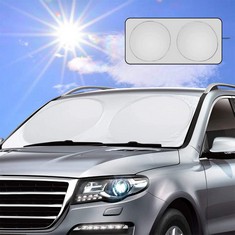 QUANTITY OF ASSORTED ITEMS TO INCLUDE VINTONEY CAR WINDSHIELD SUNSHADE - BLOCKS UV RAYS SUN VISOR PROTECTOR, FRONT WINDOW SUNSHADES, FOLDABLE CAR SUNSHADE WINDSCREEN FOR SUV TRUCK TO KEEP VEHICLE COO