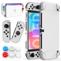 34 X HSTOP SWITCH OLED CASE COMPATIBLE WITH NINTENDO SWITCH OLED, SWITCH OLED COVER WITH 6 THUMB STICK CAPS, PROTECTIVE COVER CASE FOR NINTENDO SWITCH OLED, HARD PC MATERIAL, DOCKABLE SWITCH OLED COV