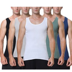 11 X MOMOSHE MENS VEST TOPS 100% COTTON TANK TOPS MENS UNDERSHIRT SLEEVELESS FITTED SWEATSHIRTS MULTIPACK_MIXING COLORS_3XL - TOTAL RRP £165: LOCATION - G