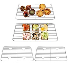 QUANTITY OF ASSORTED ITEMS TO INCLUDE YUKIKAZE 4 PACK SMALL OVEN WIRE RACK STAINLESS STEEL, NON STICK SMALL WIRE GRILL RACK, RECTANGLE GRILL RACK FOR OVEN COOKING DRYING BREAD MEAT PIZZA 22 X 15.5 X