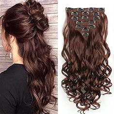 17 X 22'' WAVY CURLY CLIPS IN HAIR EXTENSIONS 130G 7PCS FULL HEAD CLIPS INS THICK HAIRPIECES FOR WOMEN GIRLS (22 INCH, 2/33) - TOTAL RRP £127: LOCATION - A