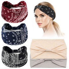 20 X 5 PIECES HEADBANDS FOR WOMEN'S HAIR, FASHION HEADBAND NON SLIP ELASTIC HEADBANDS FOR YOGA RUNNING GYM, EVERYDAY - TOTAL RRP £141: LOCATION - A RACK