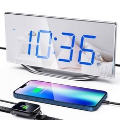 24 X ROCAM DIGITAL ALARM CLOCK FOR BEDROOM/OFFICE, 8.7" LARGE LED MIRROR DESK CLOCK FOR MAKE-UP, SIMPLE LOUD ALARM CLOCK FOR TEENAGERS, DIMMABLE, 7 LEVELS BRIGHTNESS & VOLUME - TOTAL RRP £256: LOCATI