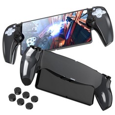 17 X MOORER CASE FOR PLAYSTATION PORTAL REMOTE PLAYER,PLAYSTATION PORTAL PROTECTIVE COVER REMOVABLE PC COVER FOR PS5 PORTAL ACCESSORIES WITH 6 THUMB STICK CAPS,FULL PROTECTION SCRATCH-RESISTANT,BLACK