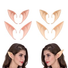 49 X ADELGO 4 PAIRS ELF EARS SET, LATEX ELF EAR FAIRY EARS, SOFT POINTED EARS FOR HALLOWEEN CHRISTMAS COSPLAY CARNIVAL PARTY LIVE BROADCAST PROPS FANCY DRESS COSTUME ACCESSORIES, 2 SIZES 2 COLORS - T
