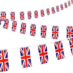 49 X WHALINE 32.8FT UNION JACK FLAG BUNTING 38PCS UK BRITAIN RECTANGULAR FLAG BUNTING BANNER ENGLAND FLAG STRING BUNTING FOR NATIONAL DAY PARADES DECORATIONS SPORTS EVENTS HOME CELEBRATION PARTY - TO