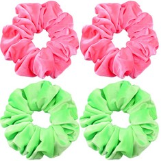 17 X VENUSTE BIG SCRUNCHIES FOR WOMEN THICK HAIR, PREMIUM VELVET EXTRA LARGE SCRUNCHY ELASTIC HAIR BANDS ACCESSORIES, 4 PACK (NEON) - TOTAL RRP £113: LOCATION - B RACK