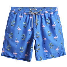 9 X MAAMGIC MEN'S SWIMMING TRUNKS QUICK DRY FIT PERFORMANCE SURFING SHORT WITH POCKETS BOARDSHORTS,FLAMINGO ISLAND,S - TOTAL RRP £141: LOCATION - C RACK