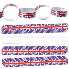 58 X PACK OF 100 UNION JACK FLAG PAPER CHAINS - 20 X 2 CM UK FLAG STRIPS LOOPS WITH GLUE DOTS DIY HANGING GARLAND BANNER FOR KING'S BIRTHDAY BRITISH THEMED NATIONAL DAY PARTY DECORATIONS - TOTAL RRP